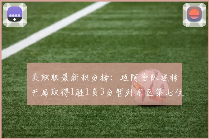 美职联最新积分榜：迈阿密队逆转开局取得1胜1负3分暂列东区第七位